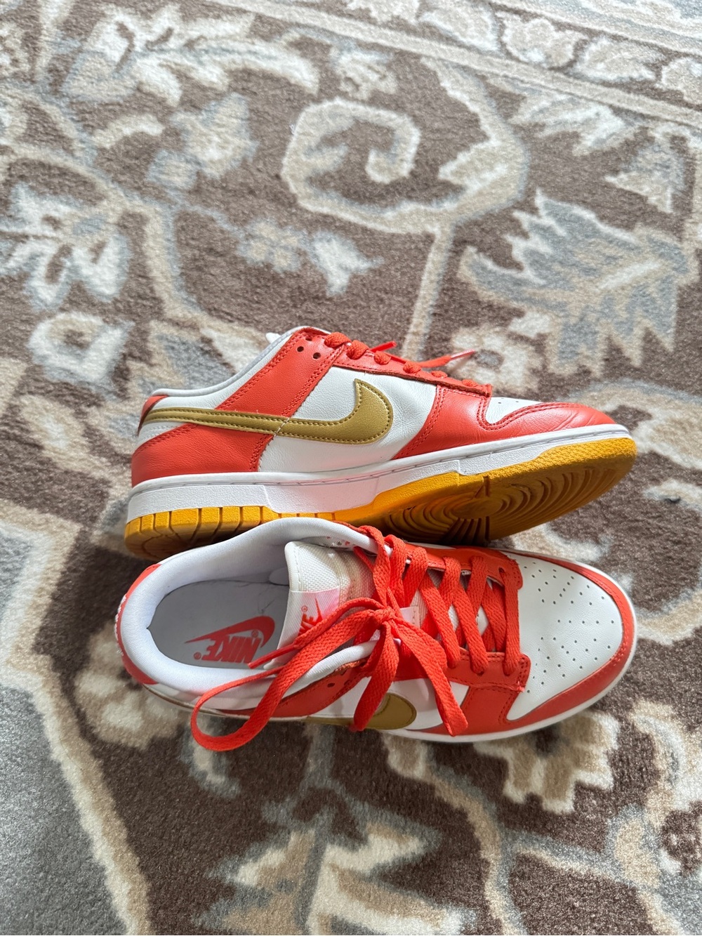 Nike Women’s Low Top Sneakers - White, Orange & Gold